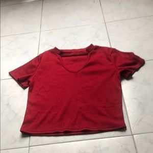 Cut out neck crop shirt